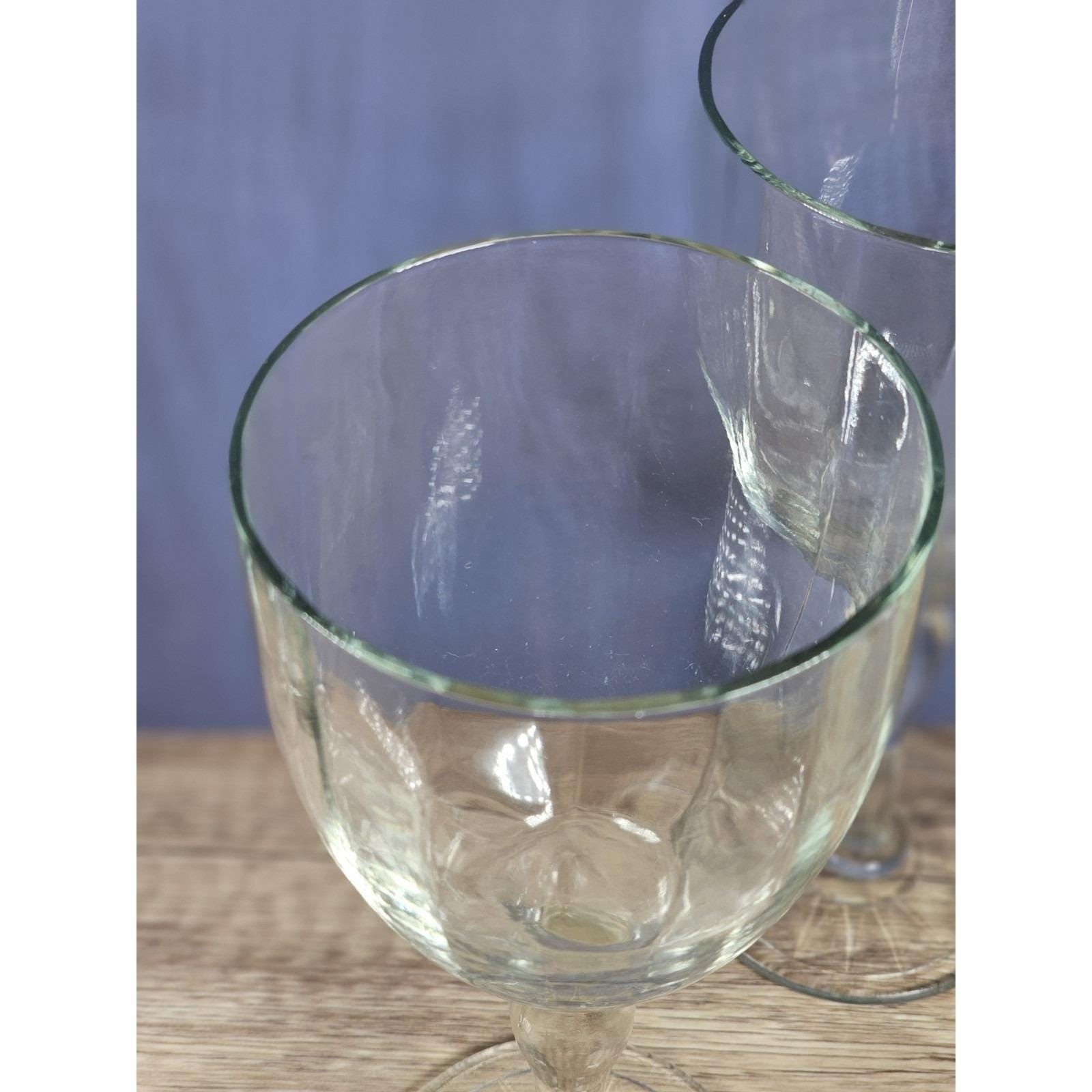 Set of 4 Vintage Crystal Water Goblets – Optic Pattern & Starburst Base