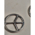 Vintage .925 Sterling Silver Peace Sign Dangle Earrings with Green Beads