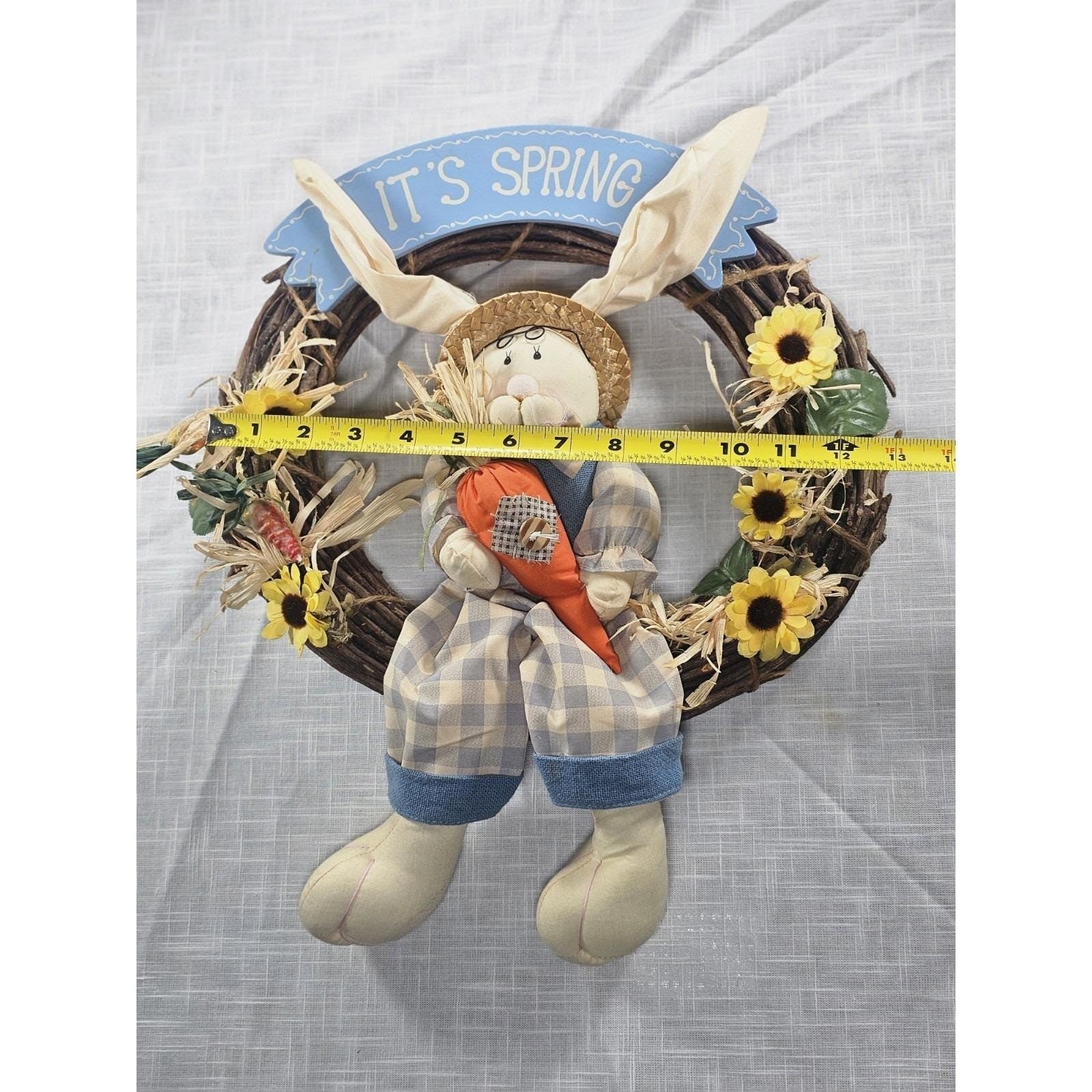 Vintage Easter Bunny Spring Grapevine Wreath Rustic Floral Door Decor
