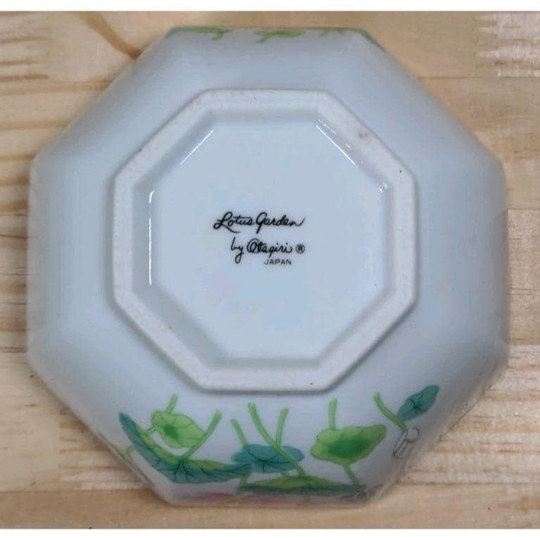 Vintage Otagiri Lotus Garden Octagonal Porcelain Bowl Japan