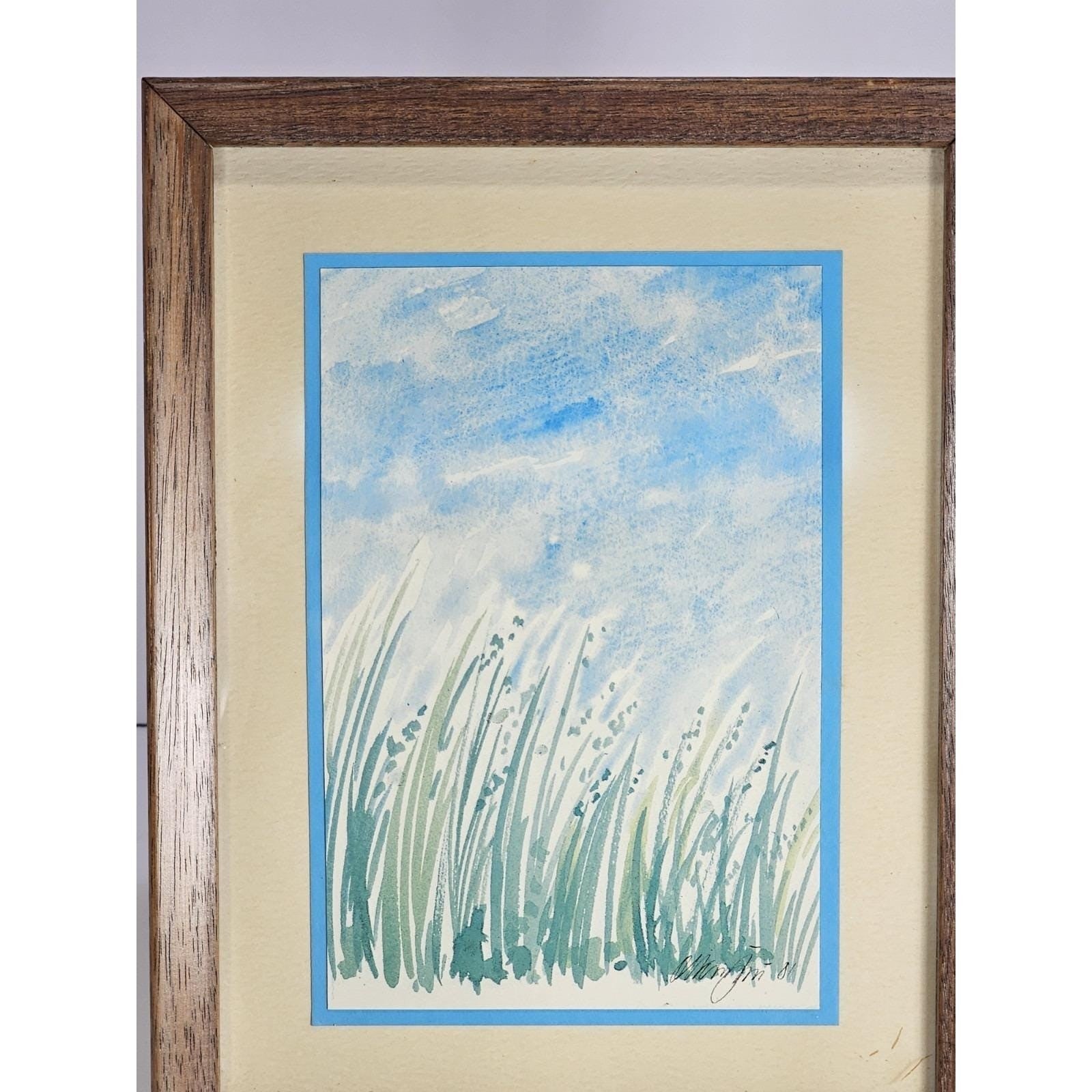 Vintage Framed Watercolor Landscape Signed Rustic Nature Painting