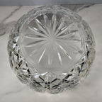 Vintage Cut Crystal Glass Bowl Starburst Pattern Scalloped Rim