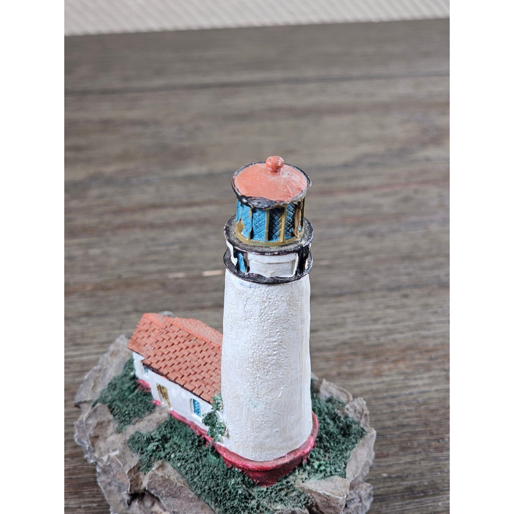 Miniature Lighthouse Figurine Hollow Resin Coastal Decor 4 Inch Nautical