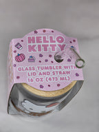 Hello Kitty Glass 16oz Tumbler with Bamboo Lid & Straw – Sanrio – NEW