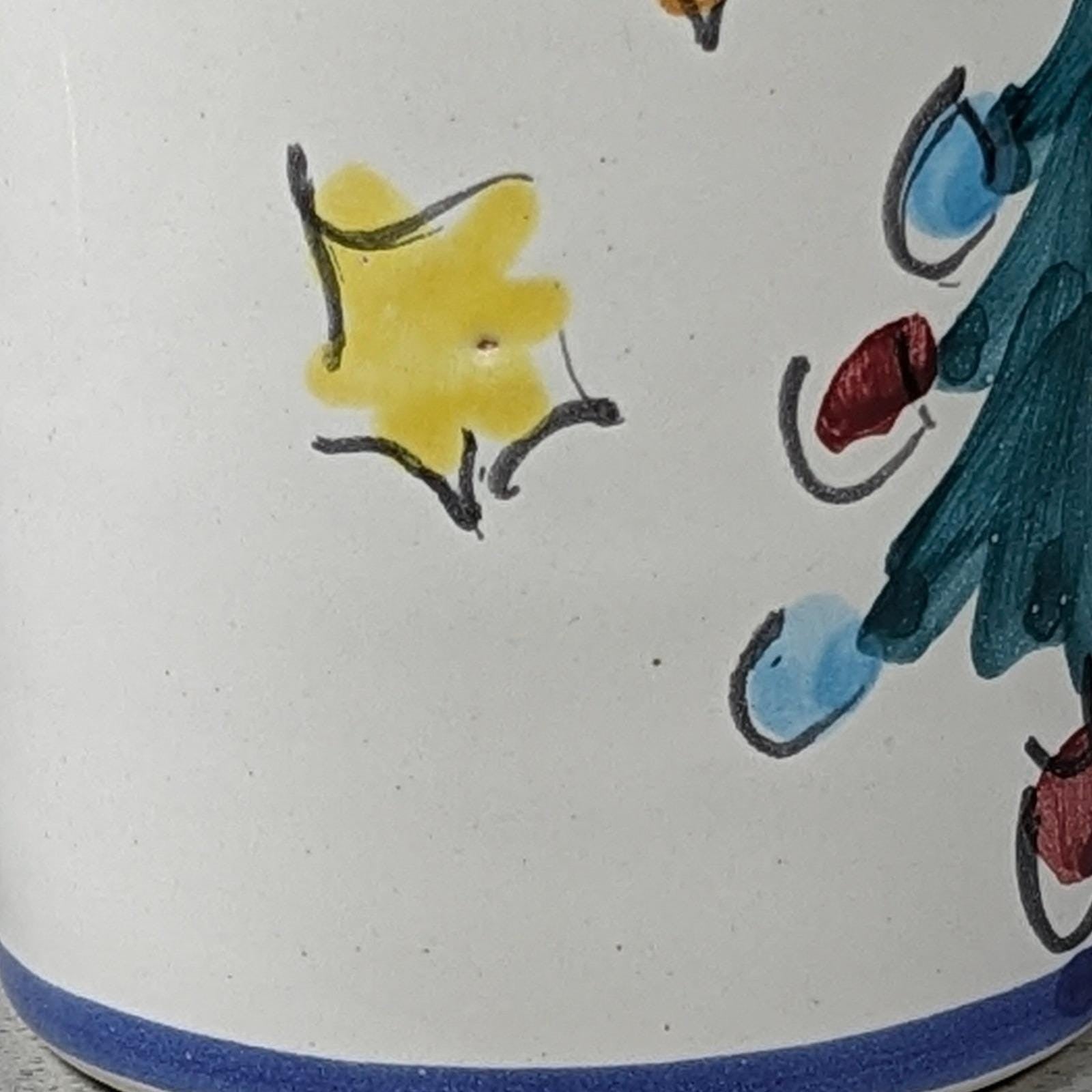 Vintage Vietri Natale Blue Trim Christmas Tree Ceramic Cup