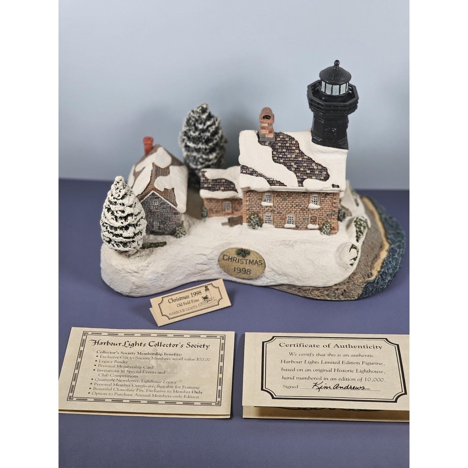 Harbour Lights Old Field Point Lighthouse Christmas COA