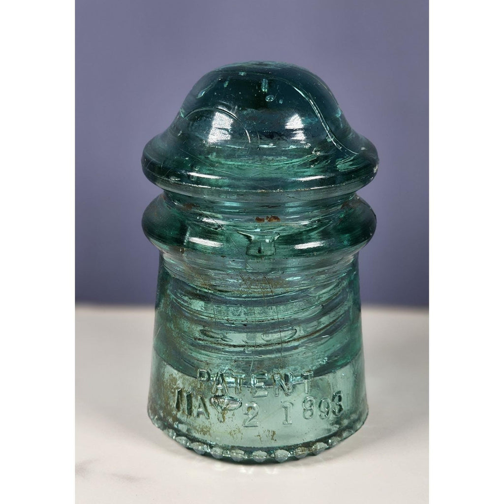 Vintage Hemingray No 9 Glass Insulator Aqua Patent May 2 1893
