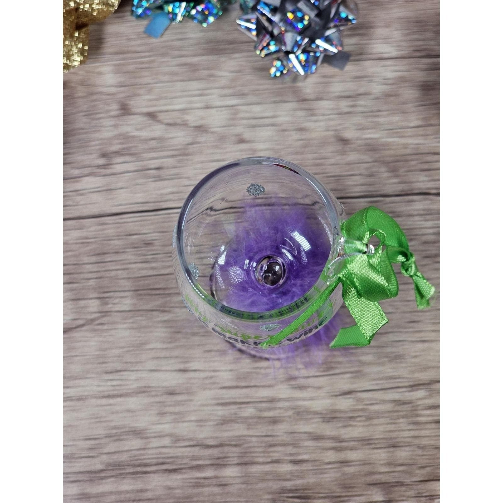 Vintage Wine Glass Christmas Ornament Funny Wine Quote 4 Inch