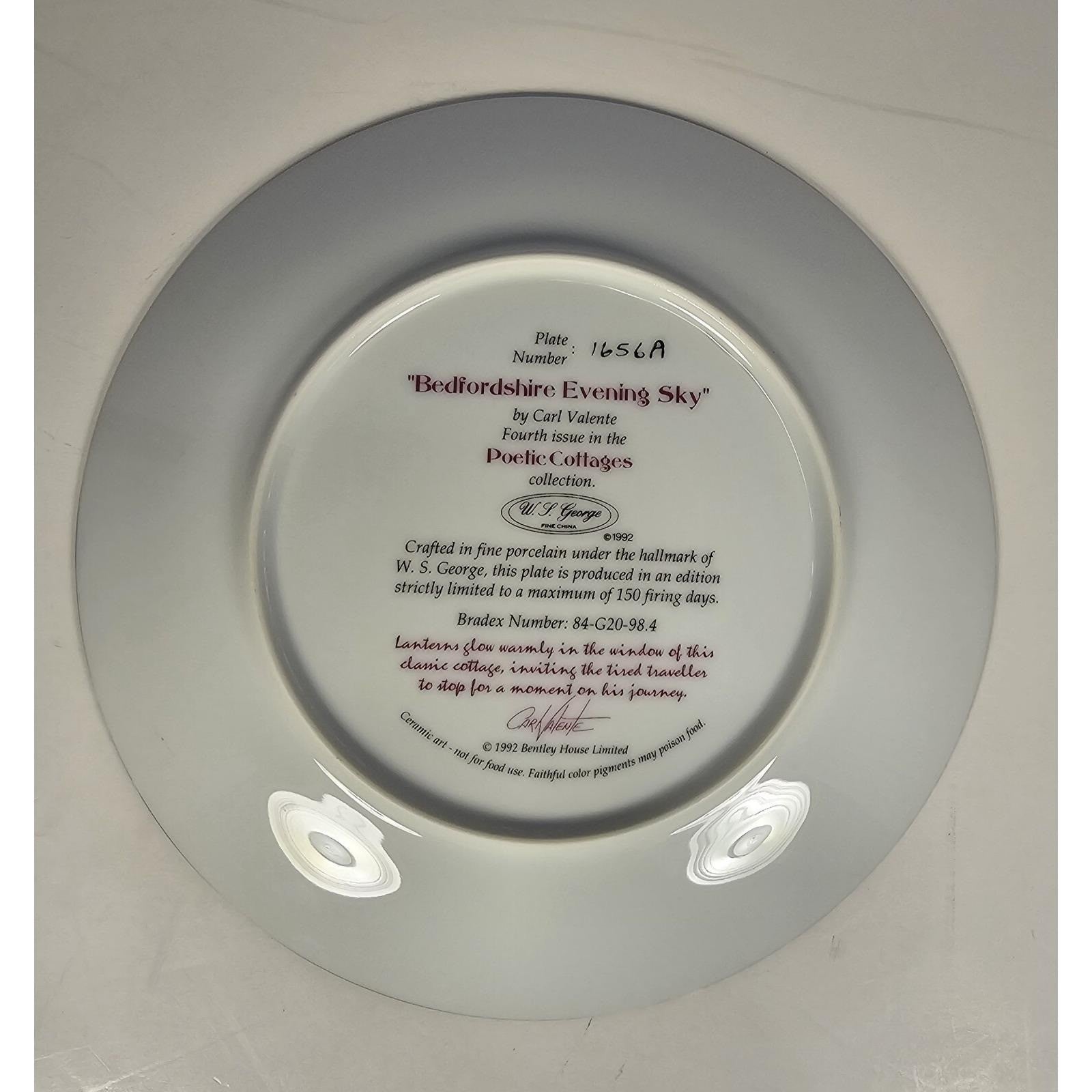 Carl Valente Bedfordshire Evening Sky Plate Poetic Cottages