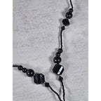 Vintage Black Faceted Teardrop Pendant Beaded Necklace