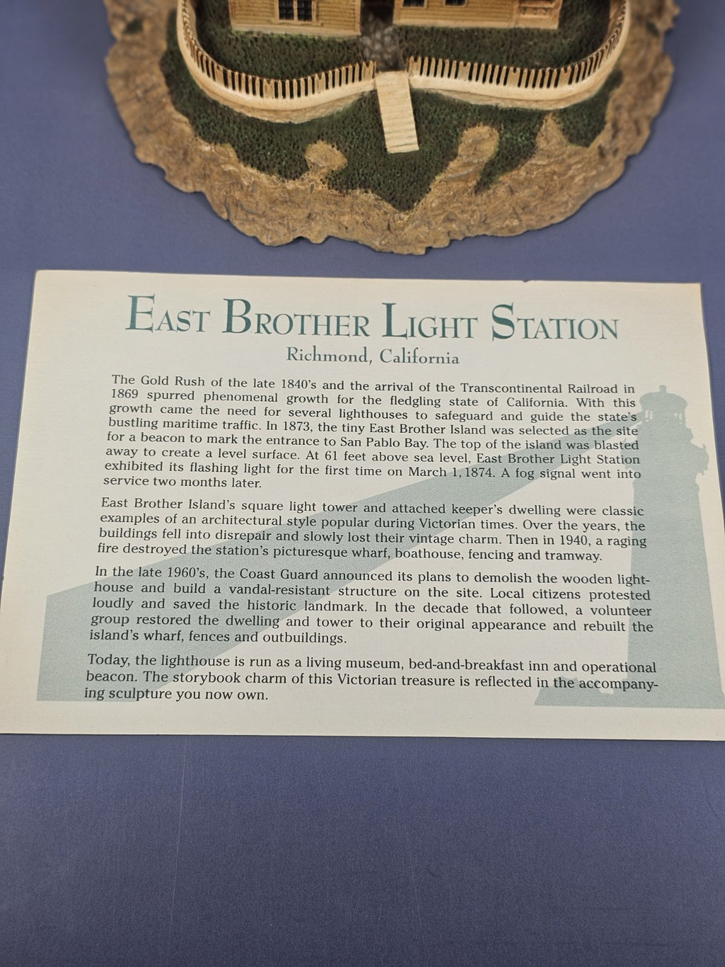 Danbury Mint East Brother Light Station Replica From Historic American Lighthous