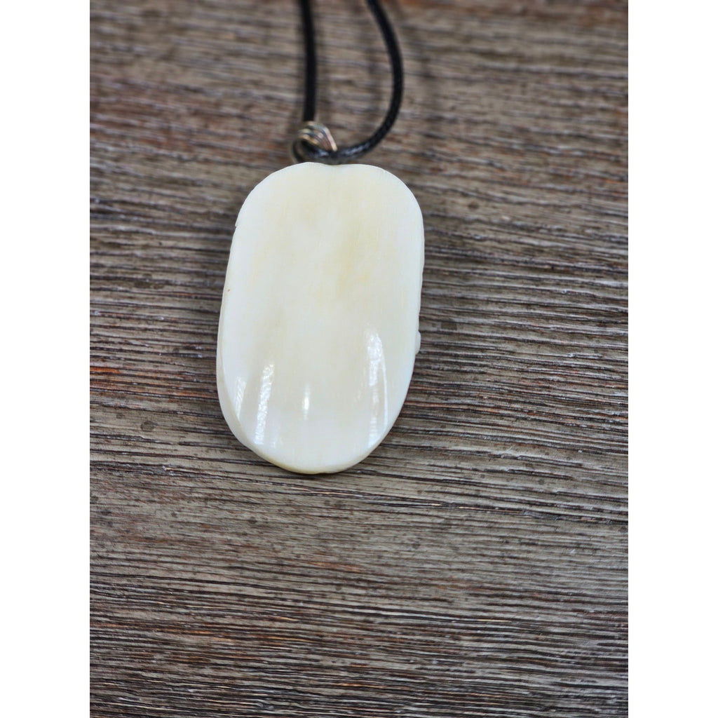 Vintage Buffalo Bone Carved Pendant Necklace Native American Style 2x1