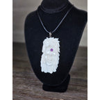 Vintage Buffalo Bone Carved Horse & Native American Figure Pendant Necklace