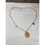 Vintage Oval Art Pendant Necklace Boho Goat Image Brass Tone
