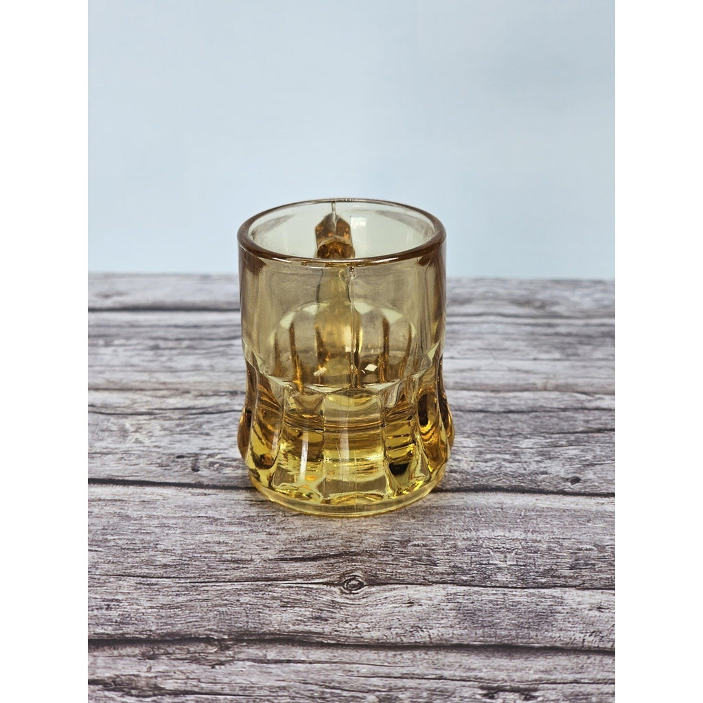 Vintage Federal Amber Mini Beer Mug Shot Glass 1970s Gold Glass