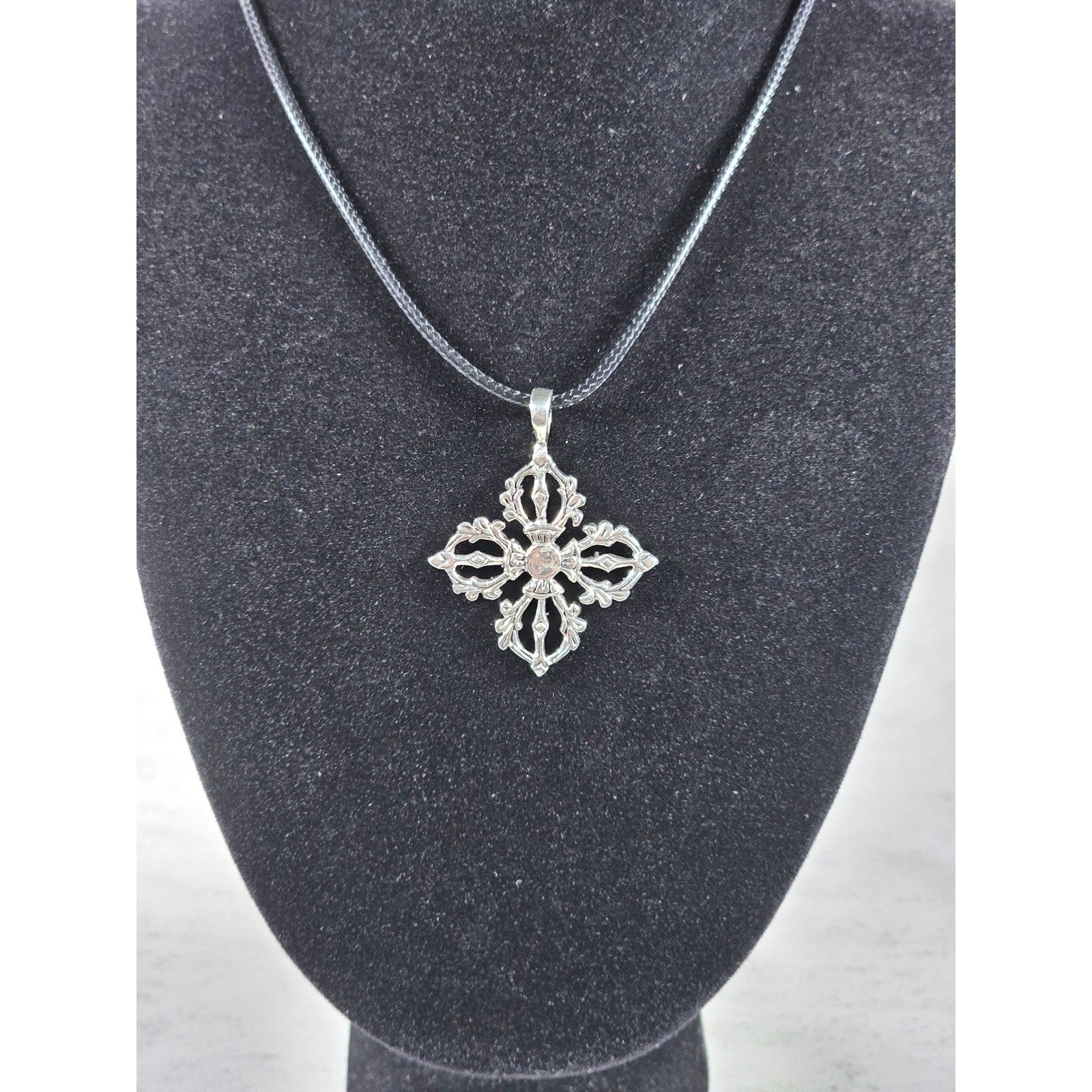 Vintage Sterling Silver Ornate Cross Necklace Pendant