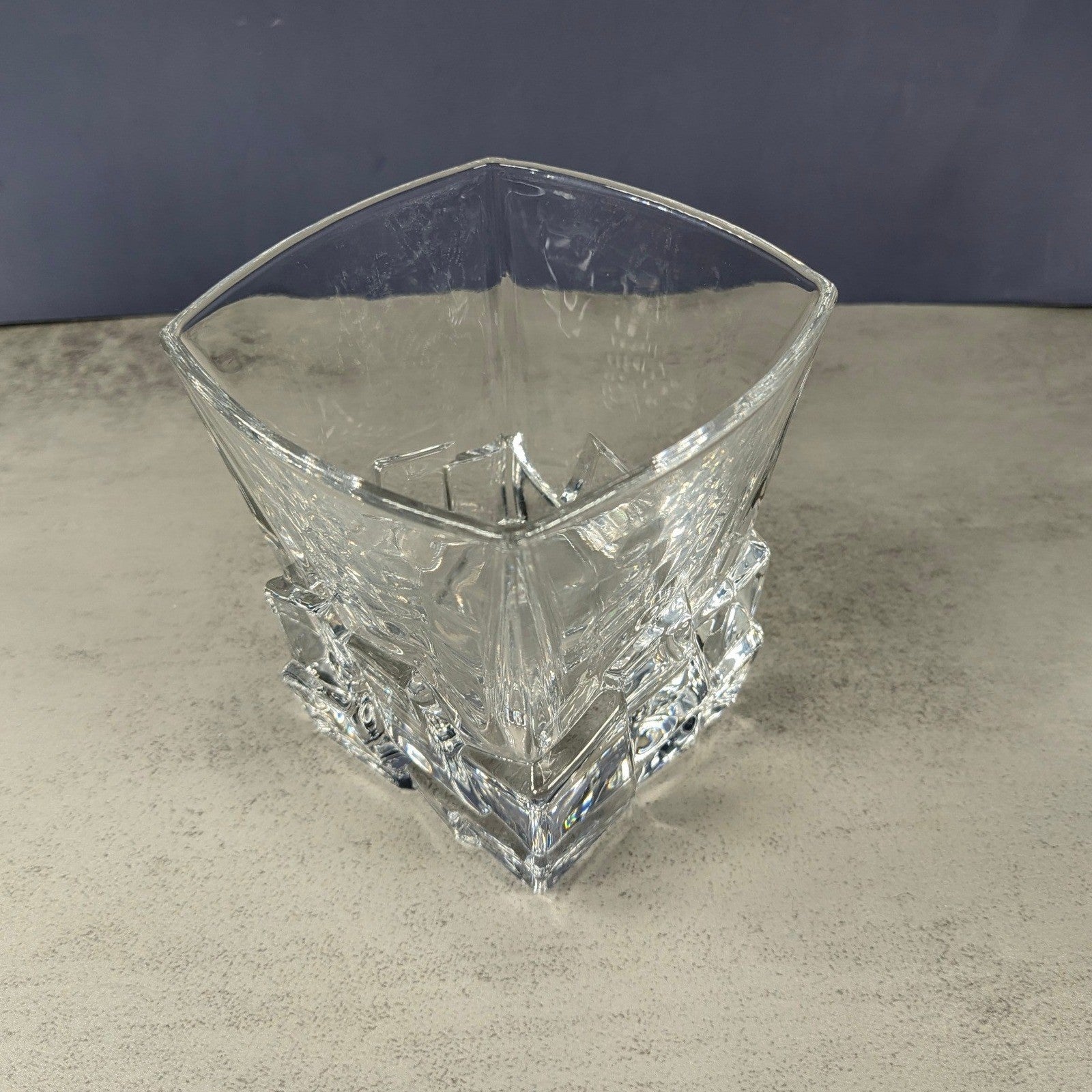 Vintage Heavy Glass Rocks Glasses Set of 4 Ice Cube Base Tumblers