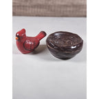 Cardinal Bird Salt Pepper Shakers Nest Set Ceramic Vintage