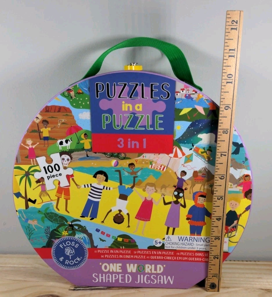 Floss & Rock "One World" 3-in-1 Jigsaw Puzzle – 100 Pieces – New
