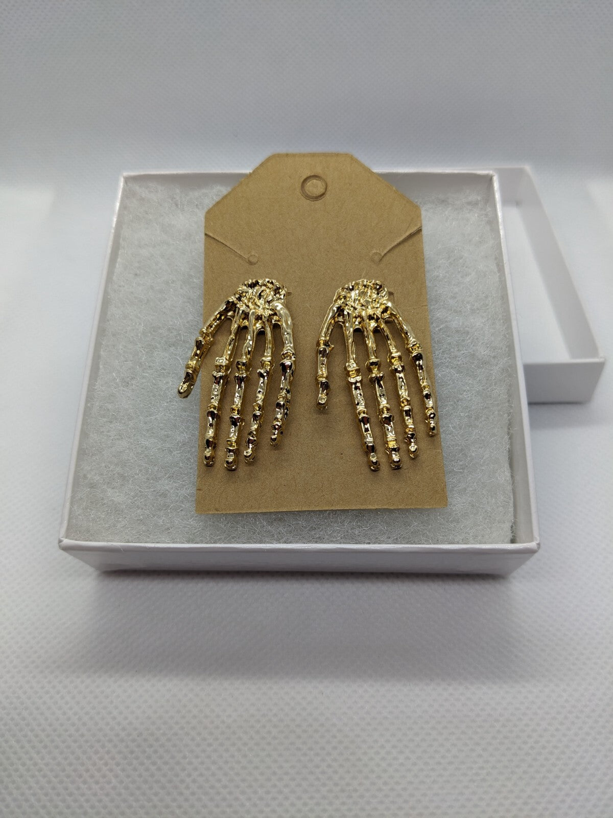 Gold Skeleton Hand Stud Earrings