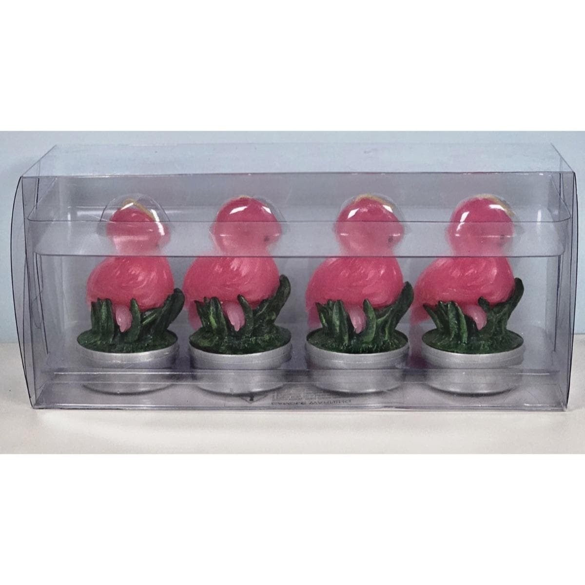 Vintage Pink Flamingo Tealight Candle Set of 4 Coastal Tropical Decor