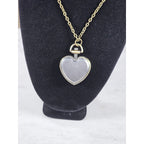 Vintage Heart Pocket Watch Necklace, Quartz Pendant, Gold Tone Chain