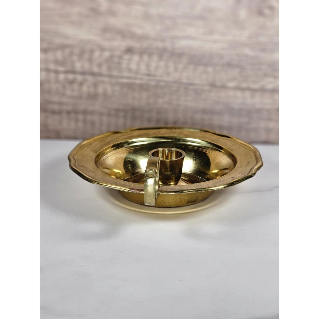 Vintage Brass Chamberstick Candle Holder with Handle | Made in India