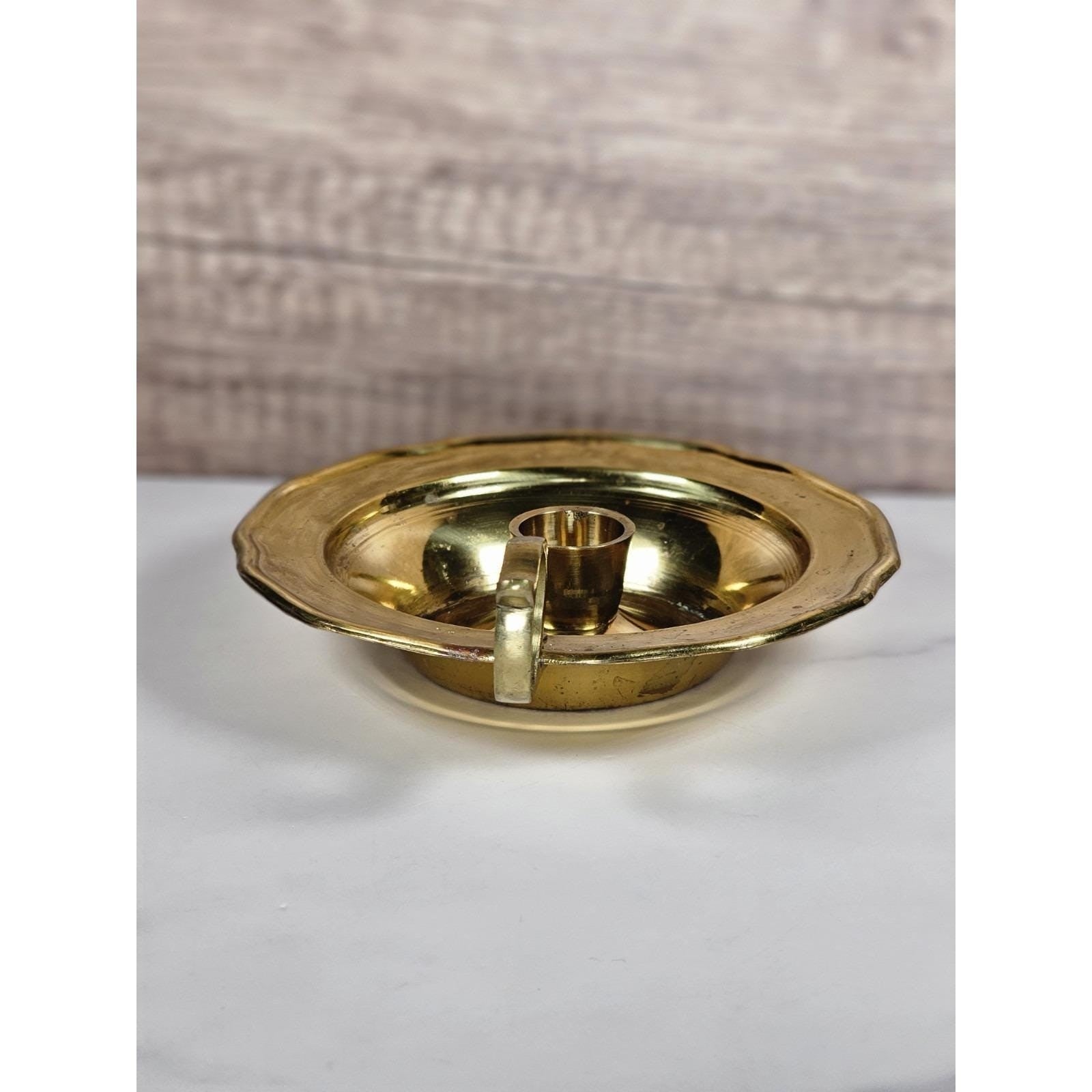 Vintage Brass Chamberstick Candle Holder with Handle | Made in India