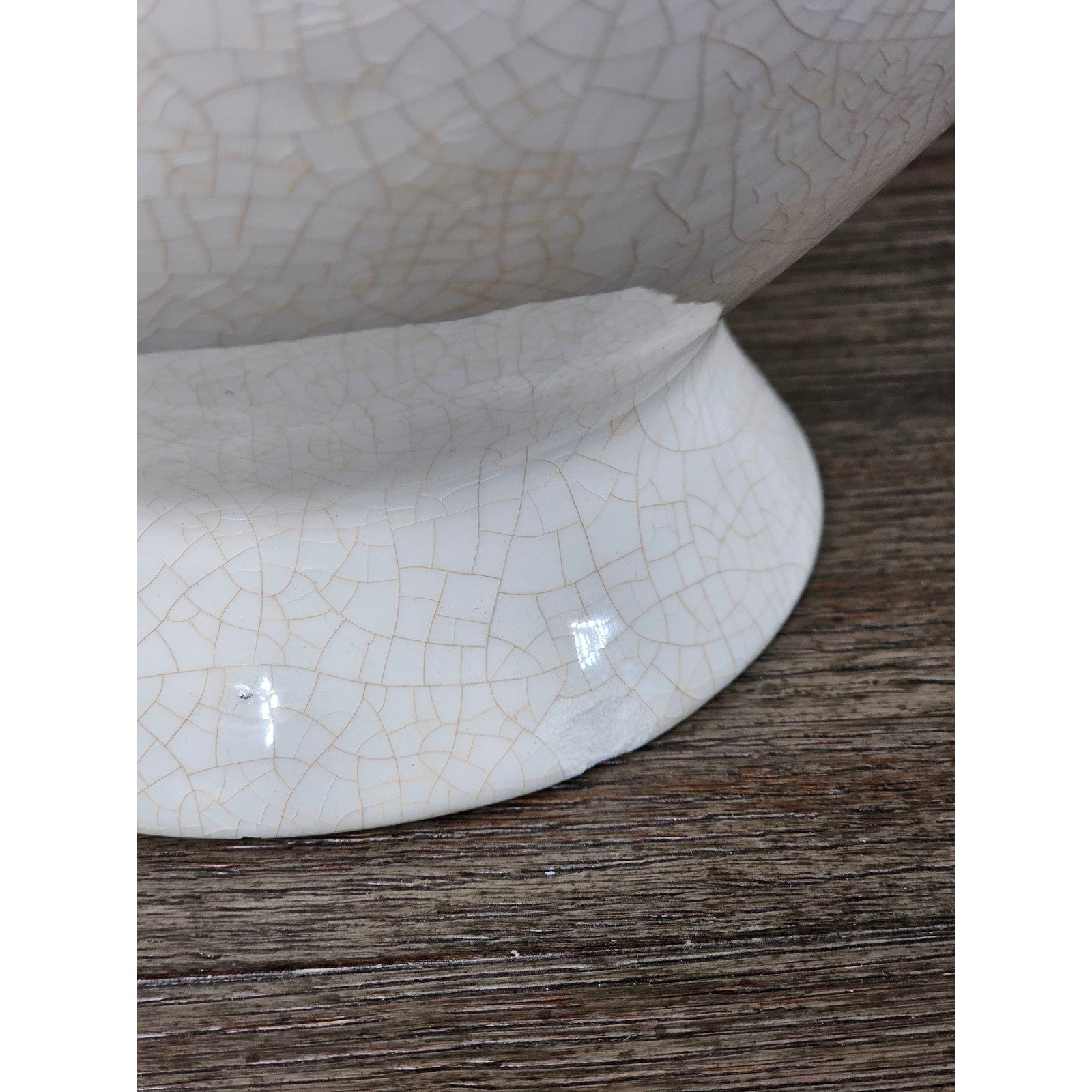 Vintage White Crackle Glaze Vase 12.5in Farmhouse Display