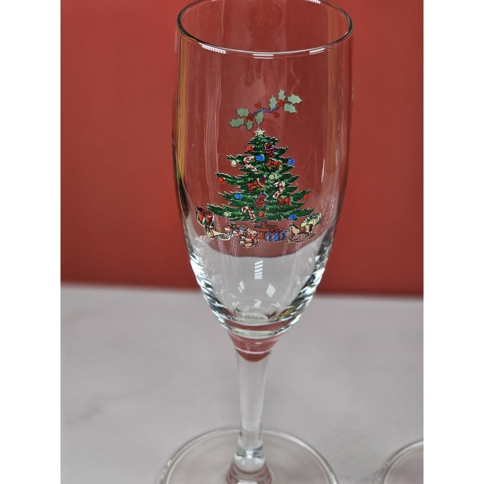 Vintage Nikko Happy Holidays Champagne Flutes Set of 2 Made in Japan