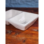 Rae Dunn SWEET SALTY Divided Serving Dish White Farmhouse Tray