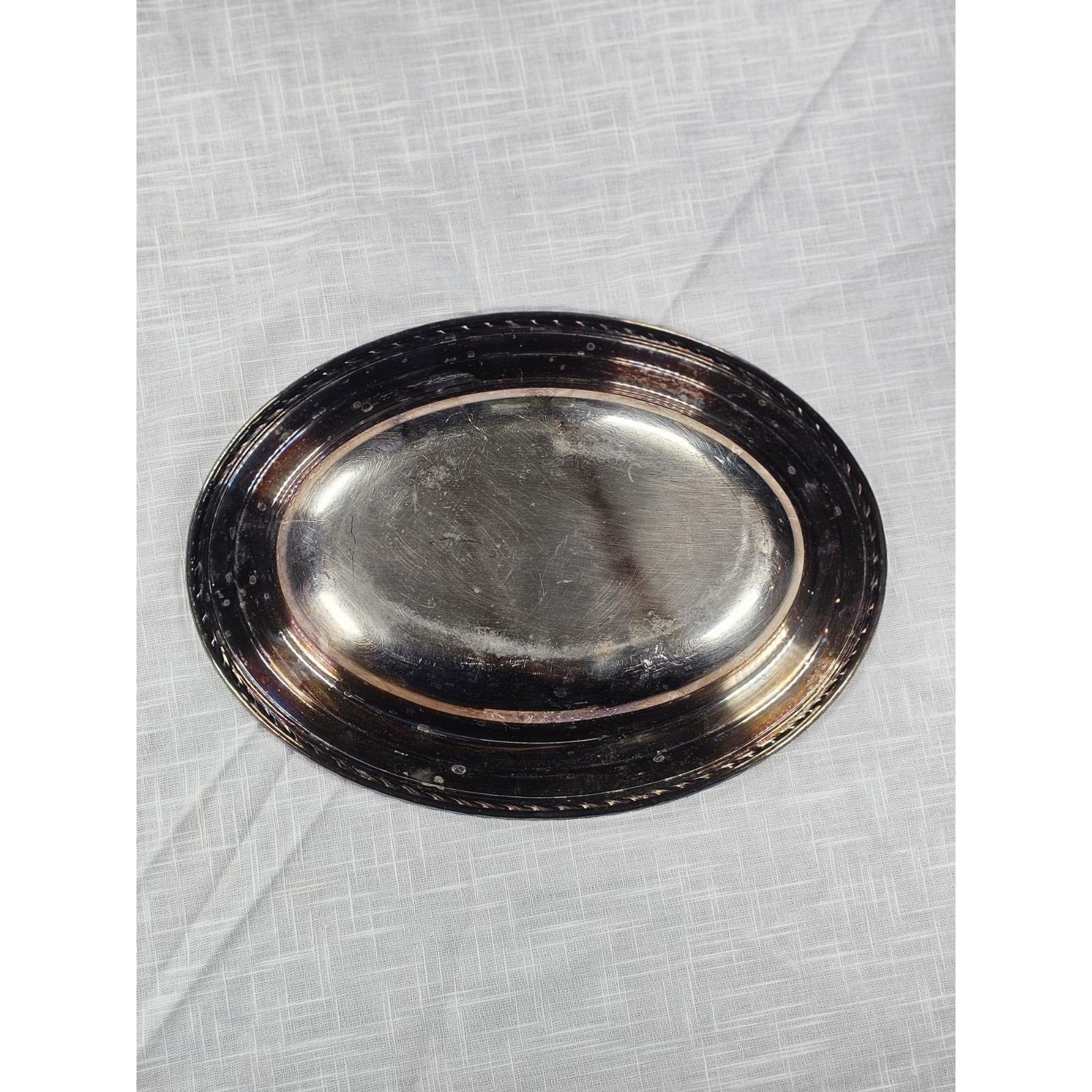 Vintage Silver Plated Oval Serving Dish Twisted Rope Edge 12x9