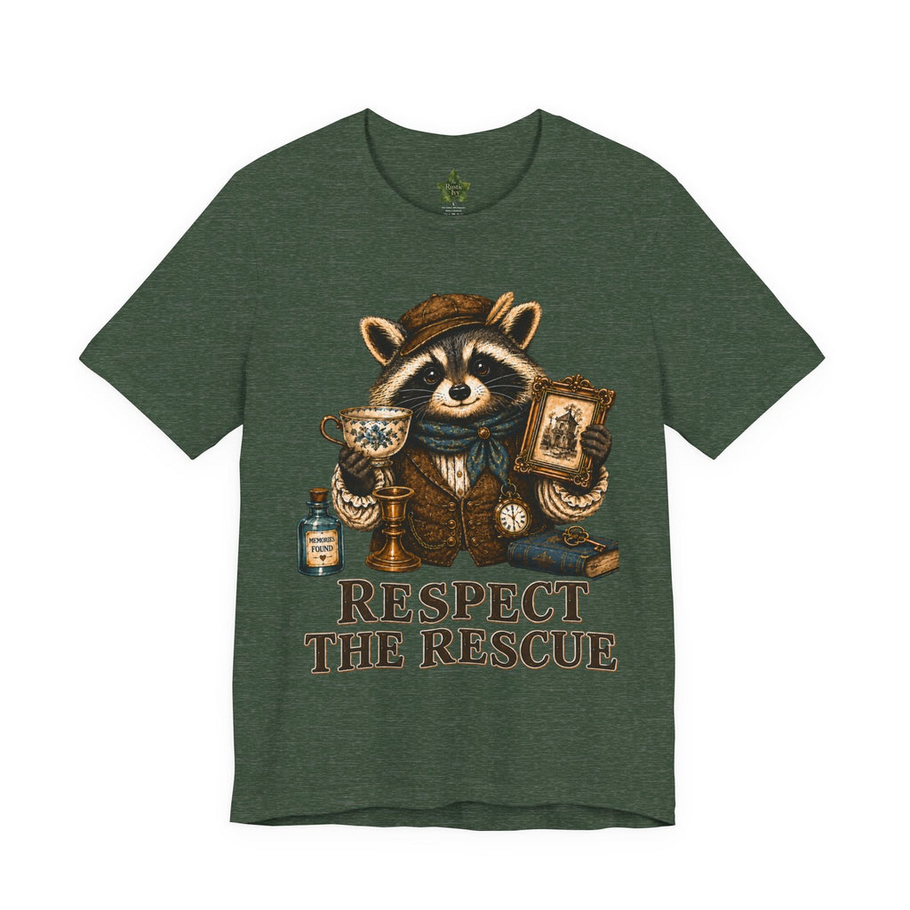 Respect The Rescue Raccoon Tee, Vintage Thrift Lover Shirt, Estate Sale Gift