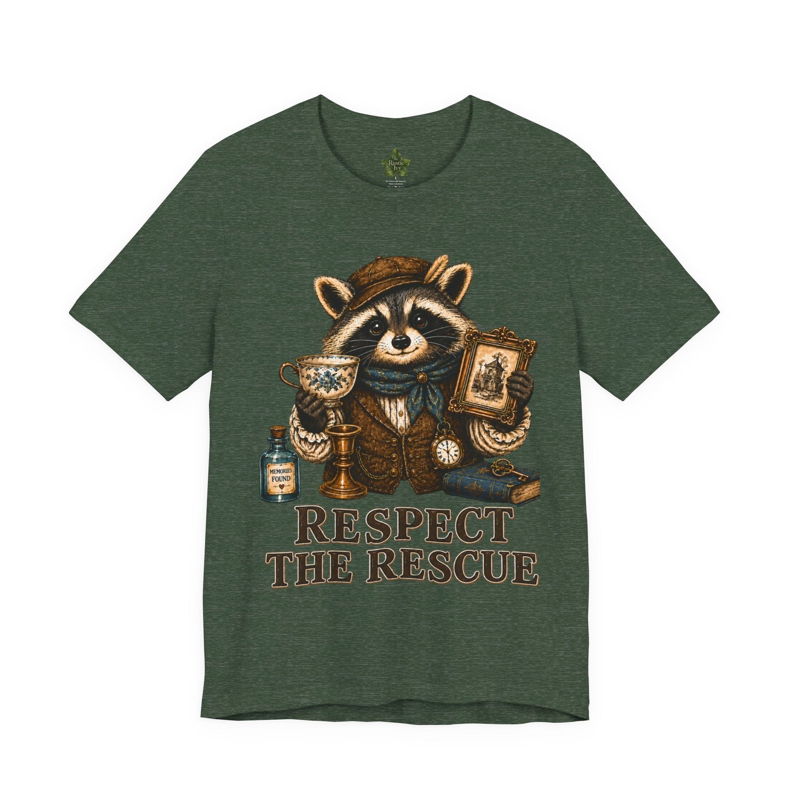 Respect The Rescue Raccoon Tee, Vintage Thrift Lover Shirt, Estate Sale Gift