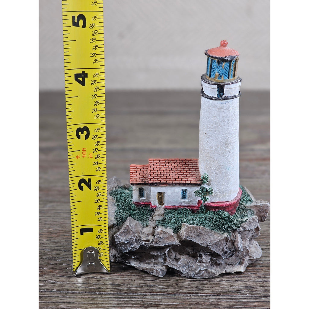 Miniature Lighthouse Figurine Hollow Resin Coastal Decor 4 Inch Nautical