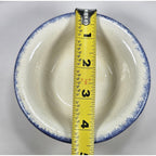 Vintage Hand-Turned Spongeware Bowl Blue Rim 4.5 Inch Rustic Pottery