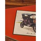 Vintage Ford Model T 1908 Print Mounted on Red Board, 11.5 x 8