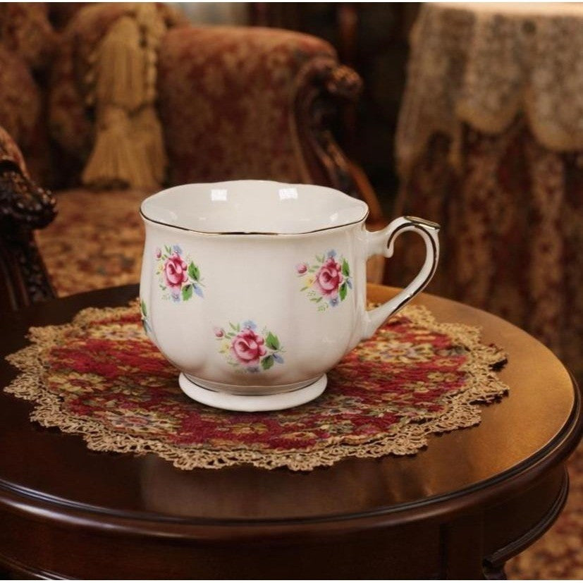 Vintage FTD Japan Porcelain Tea Cup Pink Rose Floral Gold Rim