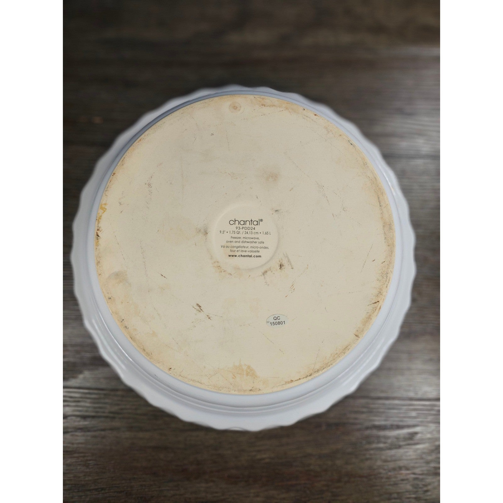 Vintage Chantal White Ceramic Pie Plate 11 Inch Fluted Rim Oven Safe