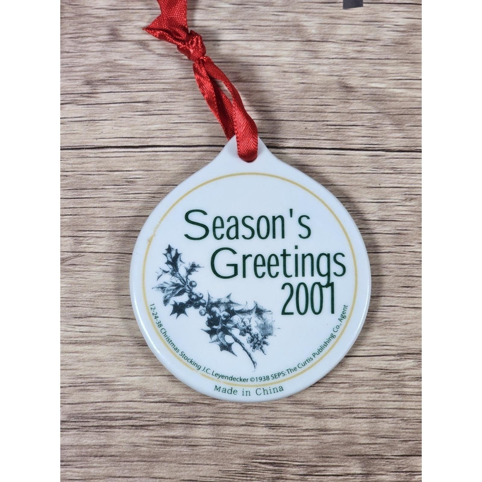 Vintage 2001 J.C. Leyendecker Porcelain Christmas Ornament