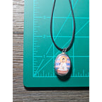 Vintage Buddhist Pendant Necklace Guanyin Lotus Oval Medallion