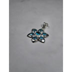 Vintage Sterling Silver Blue Stone Flower Pendant .925 Floral Necklace Charm