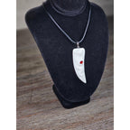Carved Snake Fang Pendant Necklace White Tooth Style Gothic Charm 2"