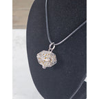 Vintage Harmony Ball Pendant Necklace Purple Stone Filigree