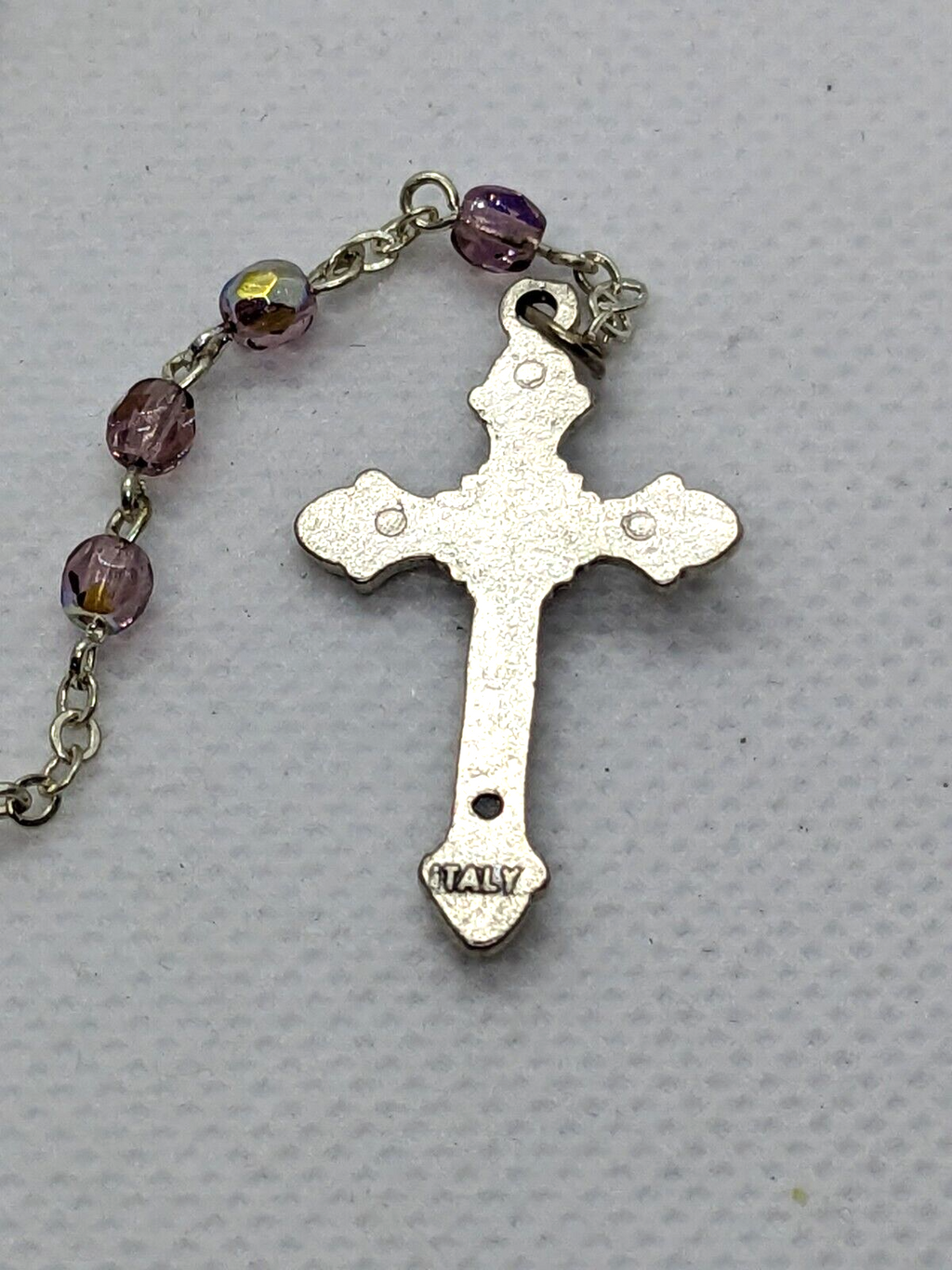 Purple Prism Beaded Rosary Made in Italy