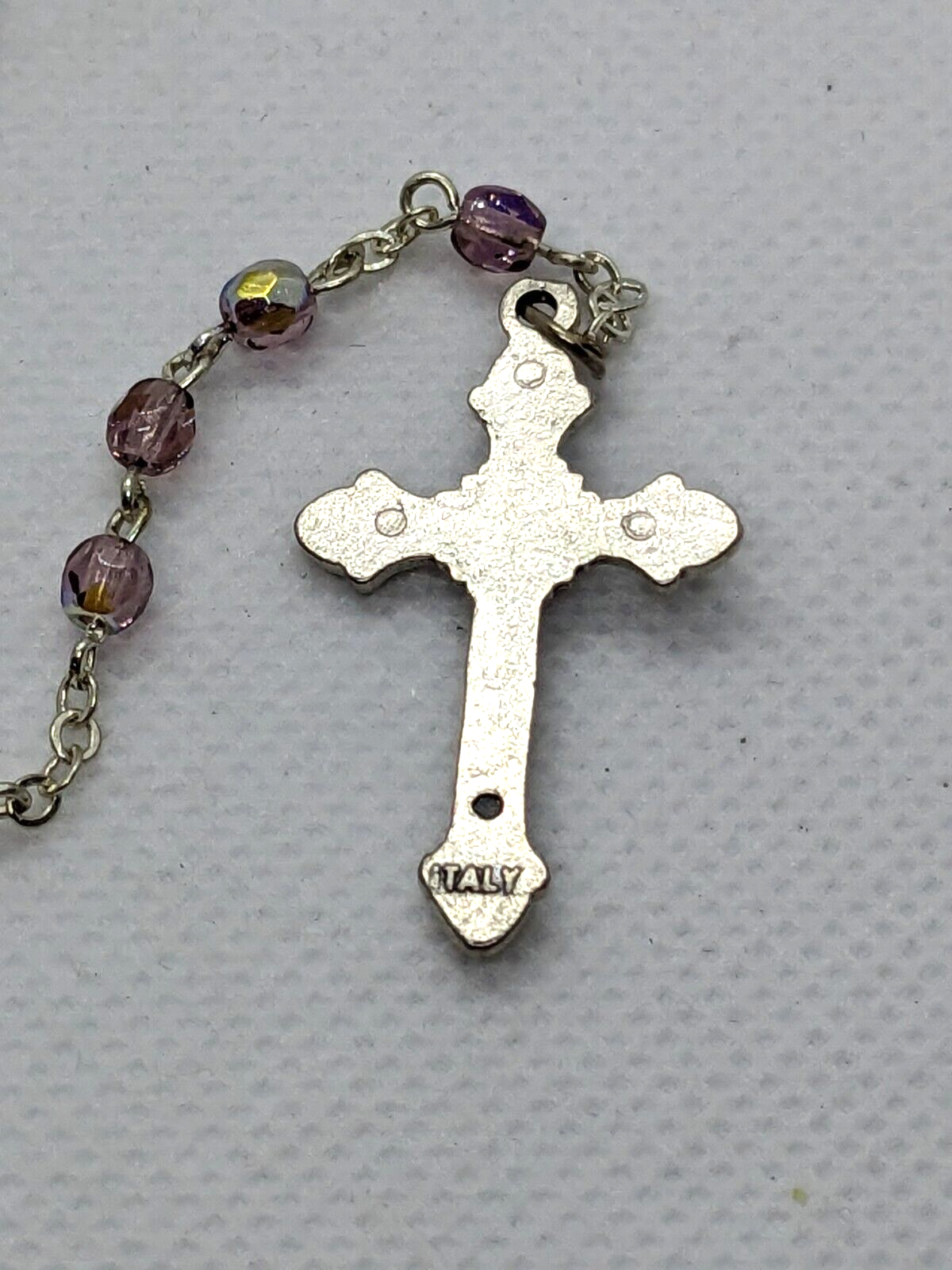 Purple Prism Beaded Rosary Made in Italy