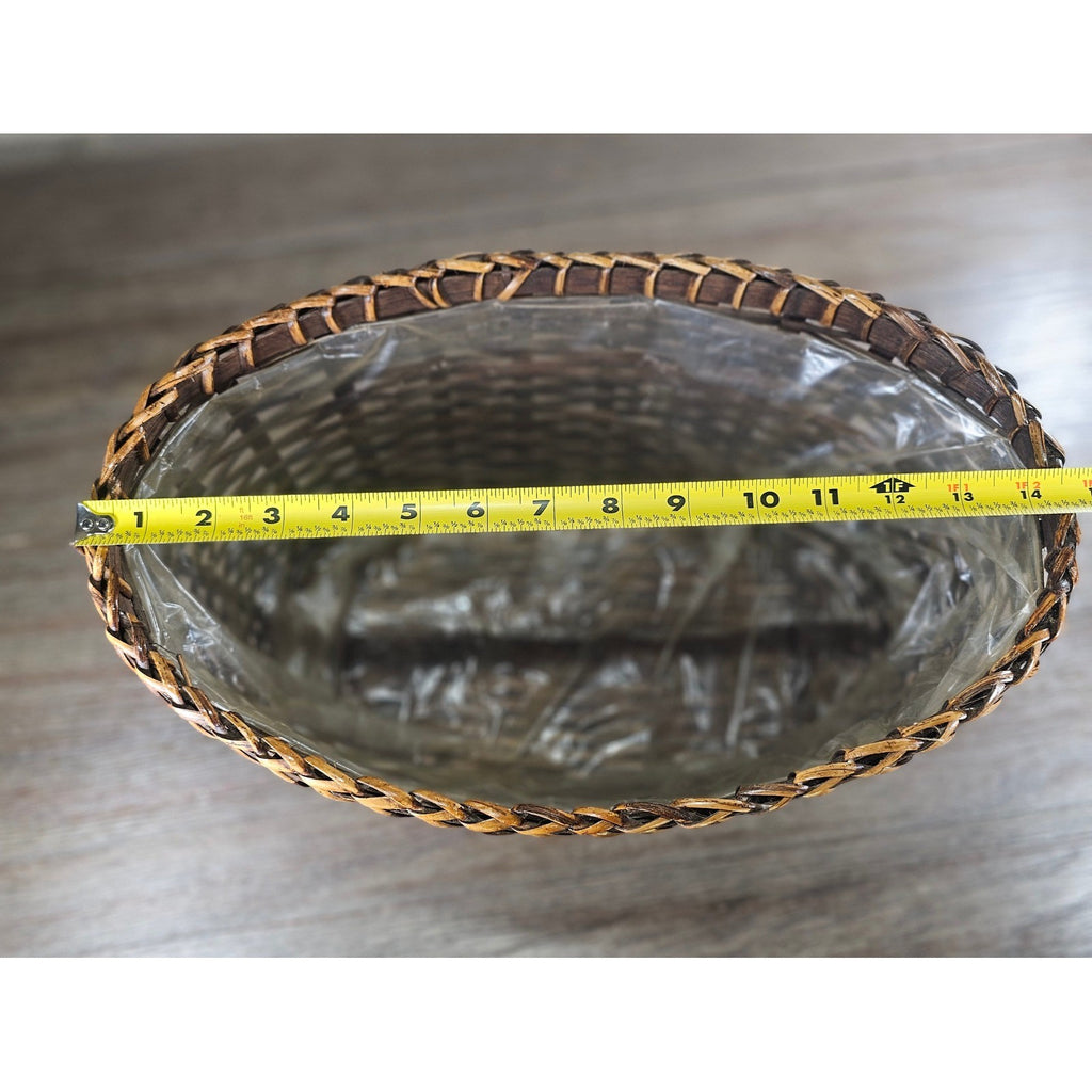Vintage Woven Basket with Plastic Liner – Rustic Storage or Planter Basket