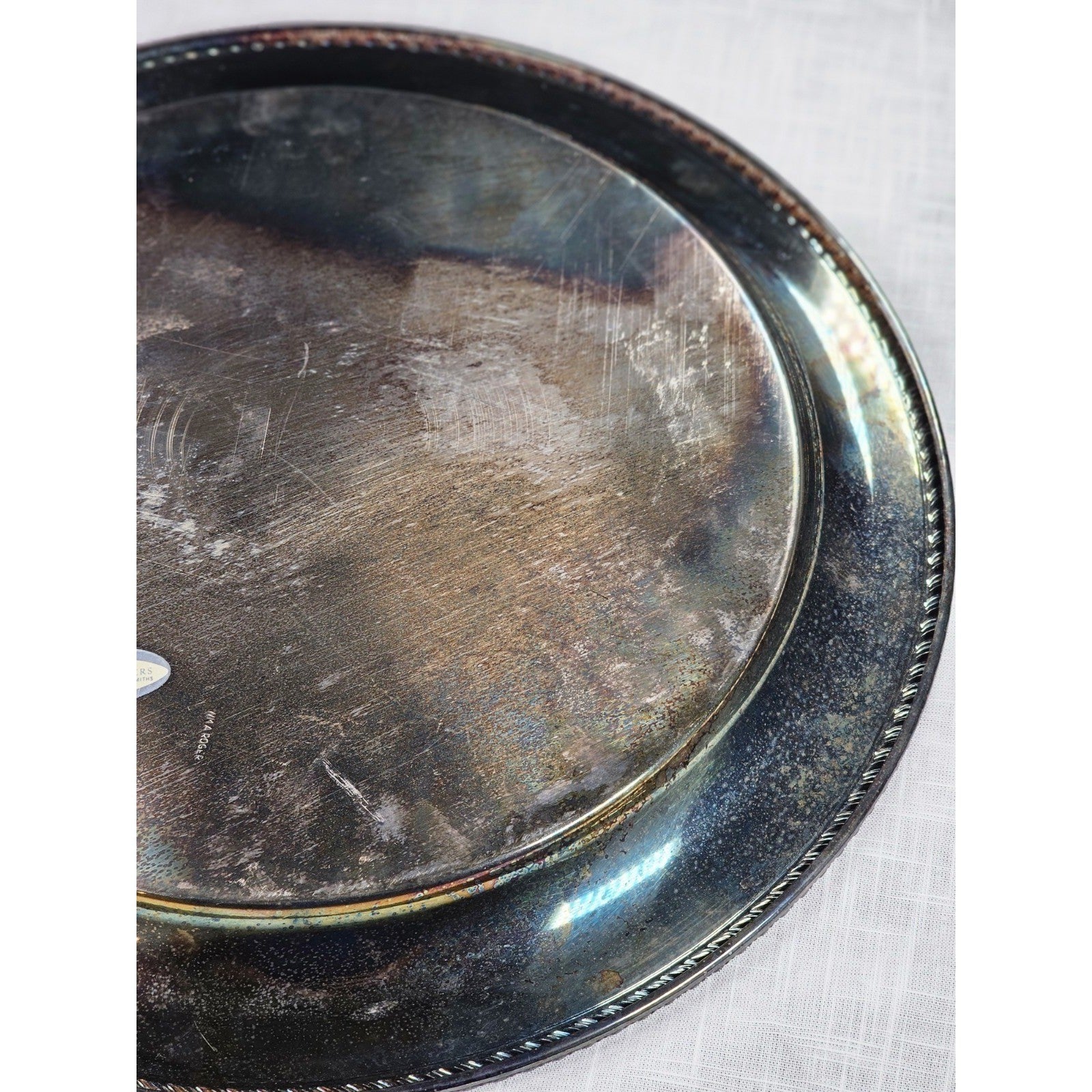 Vintage Wm Rogers Silver Plated Ornate Floral Serving Tray Plate