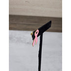 Vintage Pink Ribbon Enamel Pin Gold Tone 1 Inch Awareness Brooch