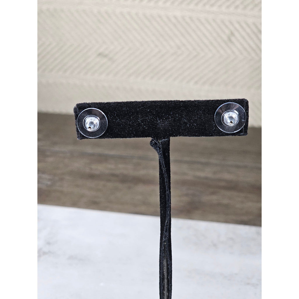 Vintage Pink Rhinestone Stud Earrings Silver Tone Round Cut